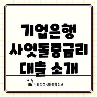 기업은행 사잇돌중금리 대출 소개