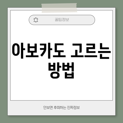 아보카도 고르는 방법