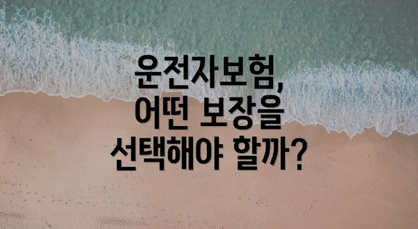 운전자보험, 어떤 보장을 선택해야 할까?