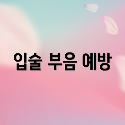 입술 부음 예방