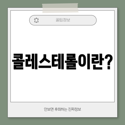 콜레스테롤이란?