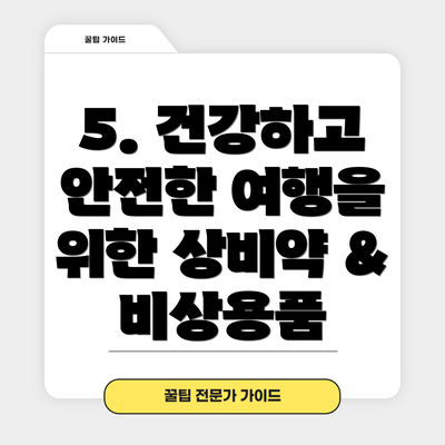 5. 건강하고 안전한 여행을 위한 상비약 & 비상용품