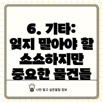 6. 기타: 잊지 말아야 할 소소하지만 중요한 물건들