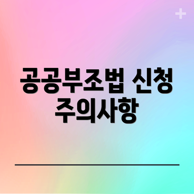 공공부조법 신청 주의사항