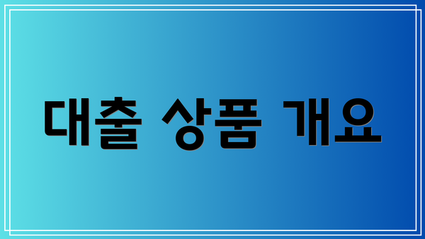 대출 상품 개요