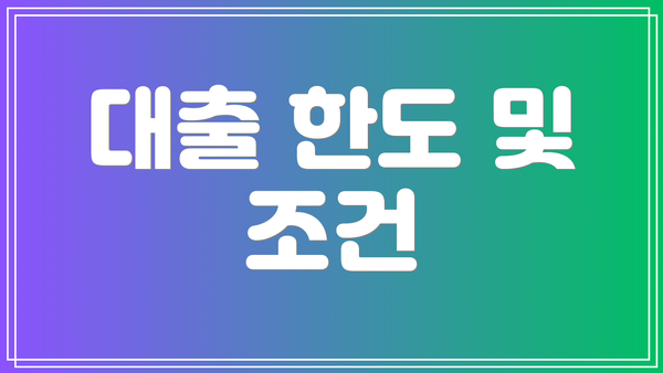 대출 한도 및 조건
