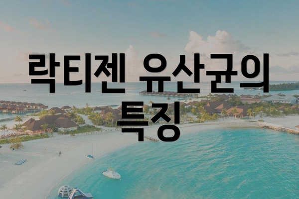 락티젠 유산균의 특징