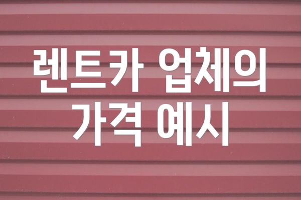 렌트카 업체의 가격 예시