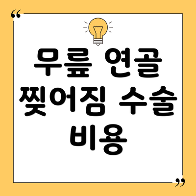 무릎 연골 찢어짐 수술 비용