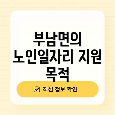부남면의 노인일자리 지원 목적