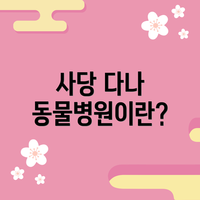 사당 다나 동물병원이란?