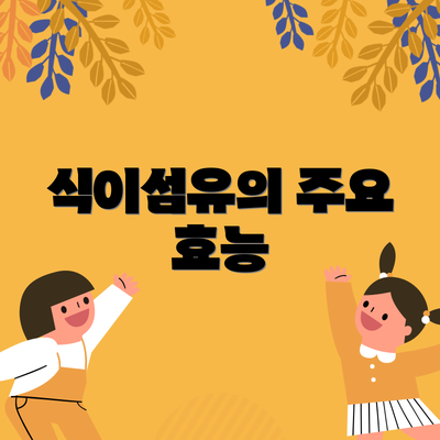 식이섬유의 주요 효능
