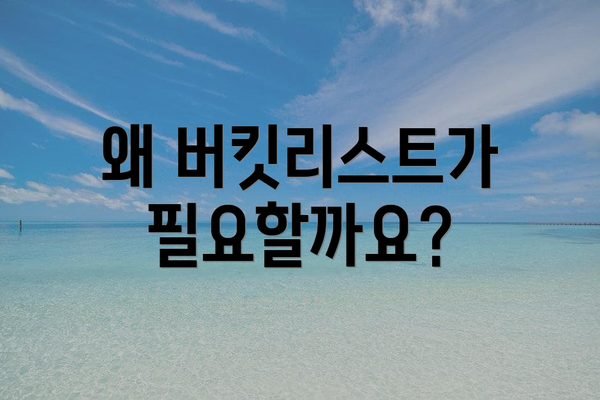 왜 버킷리스트가 필요할까요?