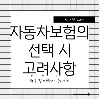 자동차보험의 선택 시 고려사항