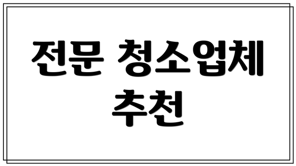 전문 청소업체 추천