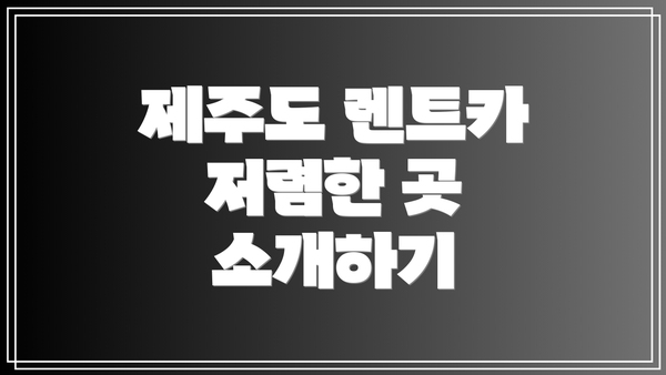 제주도 렌트카 저렴한 곳 소개하기