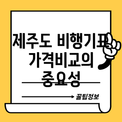 제주도 비행기표 가격비교의 중요성