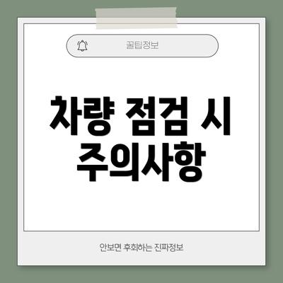 차량 점검 시 주의사항