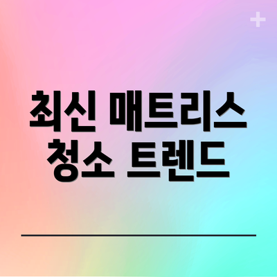 최신 매트리스 청소 트렌드