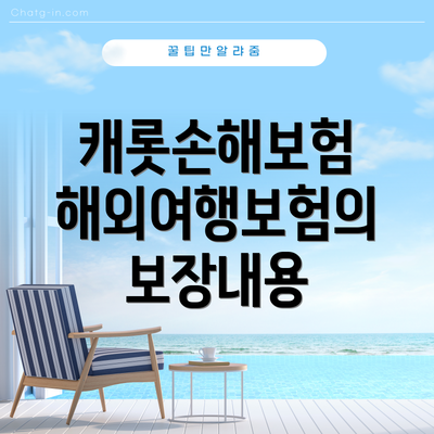캐롯손해보험 해외여행보험의 보장내용