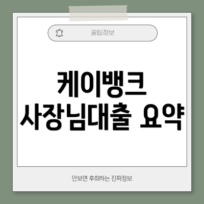 케이뱅크 사장님대출 요약