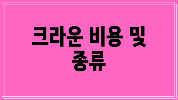 크라운 비용 및 종류