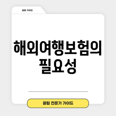 해외여행보험의 필요성