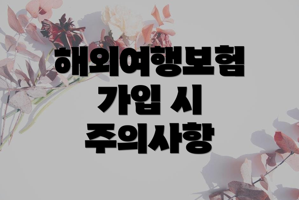 해외여행보험 가입 시 주의사항