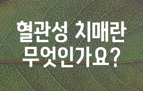 혈관성 치매란 무엇인가요?