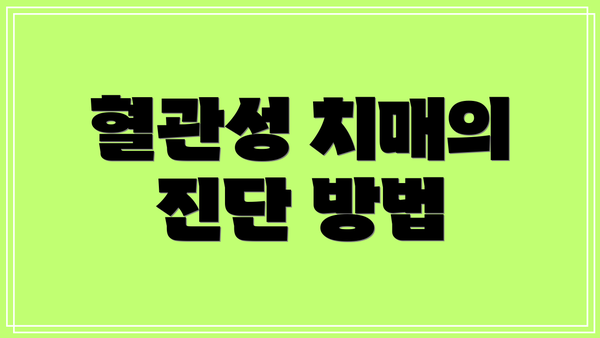 혈관성 치매의 진단 방법