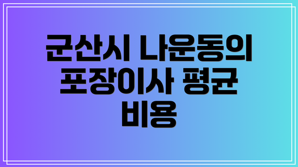 군산시 나운동의 포장이사 평균 비용