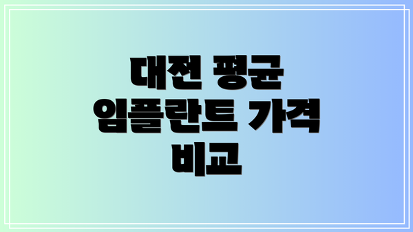 대전 평균 임플란트 가격 비교