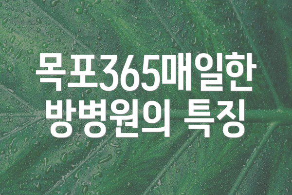 목포365매일한방병원의 특징
