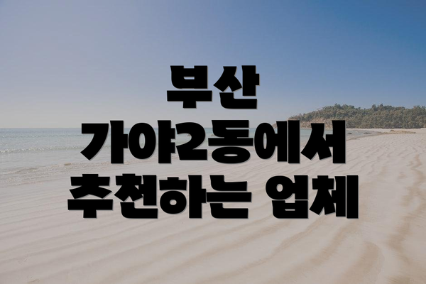 부산 가야2동에서 추천하는 업체