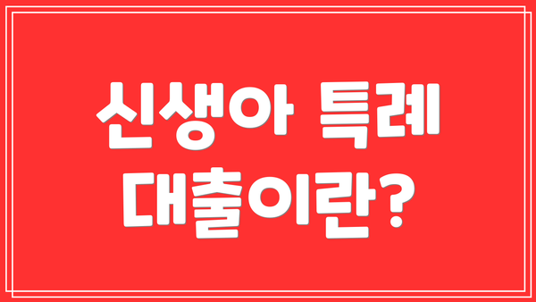 신생아 특례 대출이란?