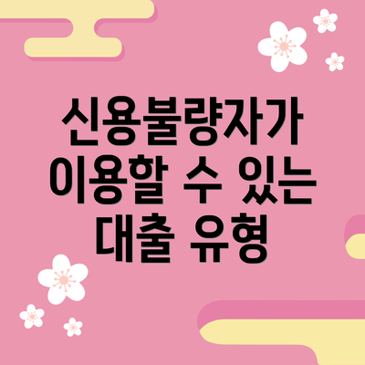 신용불량자가 이용할 수 있는 대출 유형