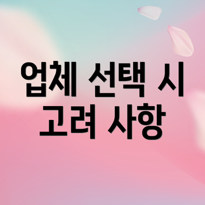 업체 선택 시 고려 사항