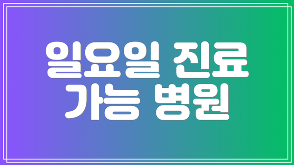 일요일 진료 가능 병원