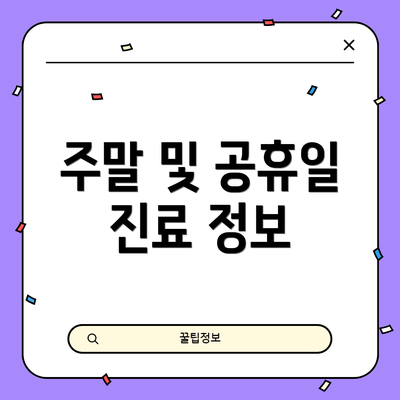 주말 및 공휴일 진료 정보