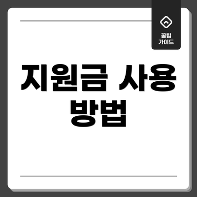 지원금 사용 방법