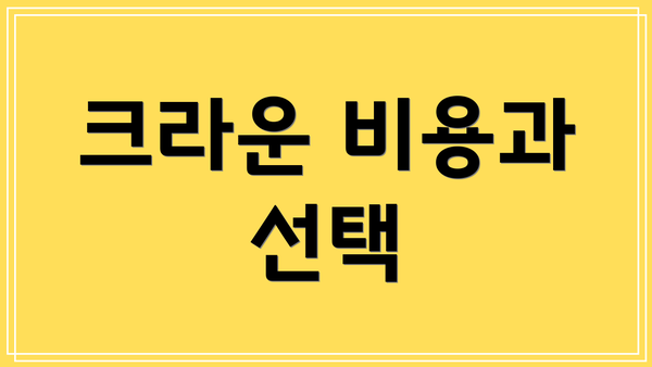 크라운 비용과 선택