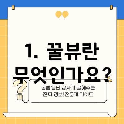 1. 꿀뷰란 무엇인가요?