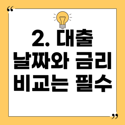 2. 대출 날짜와 금리 비교는 필수