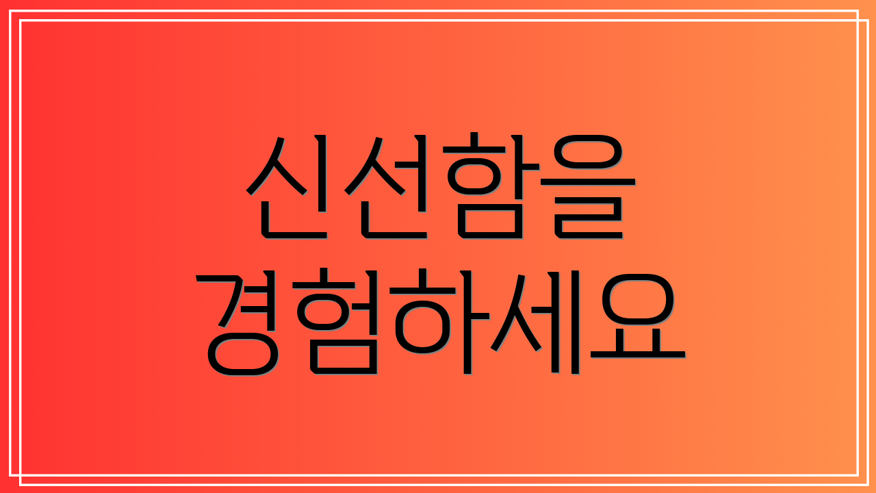 신선함을 경험하세요