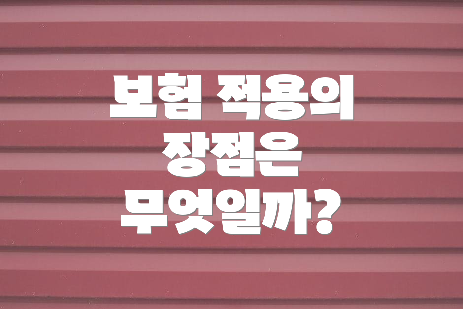보험 적용의 장점은 무엇일까?