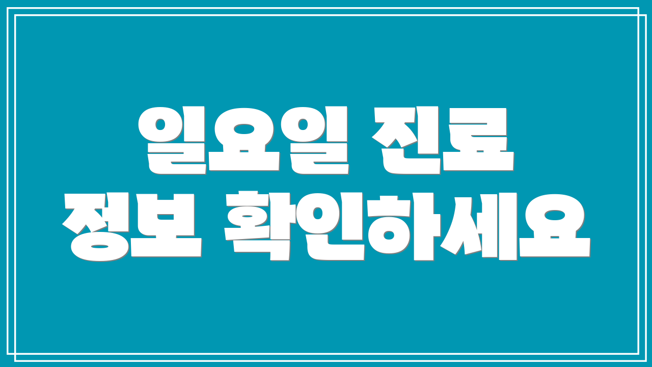 일요일 진료 정보 확인하세요