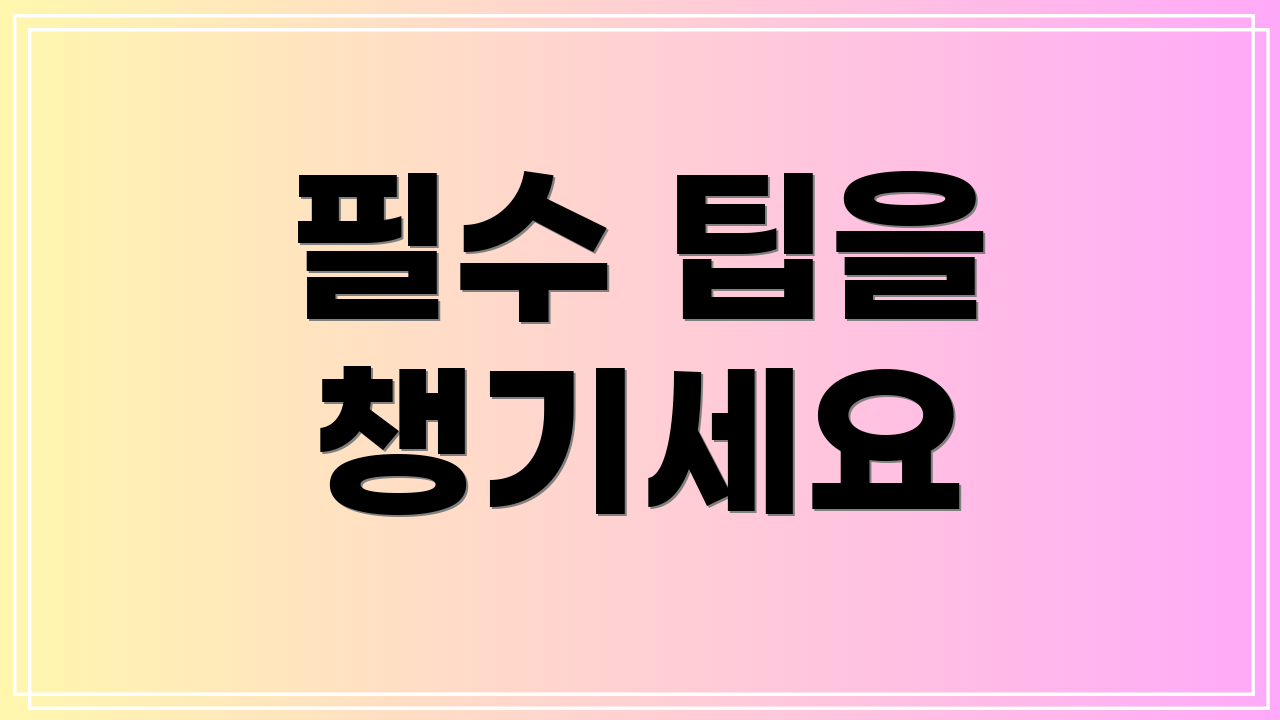 필수 팁을 챙기세요