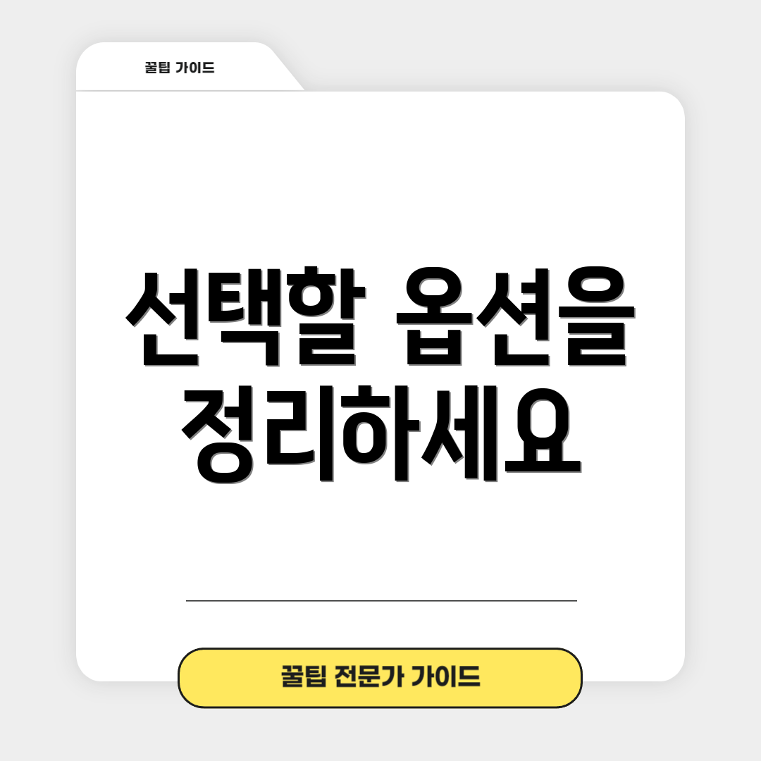 선택할 옵션을 정리하세요