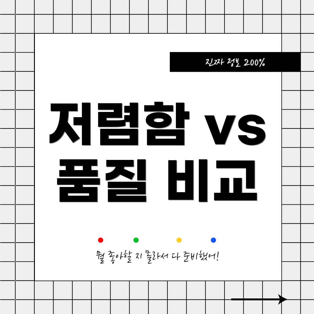 저렴함 vs 품질 비교