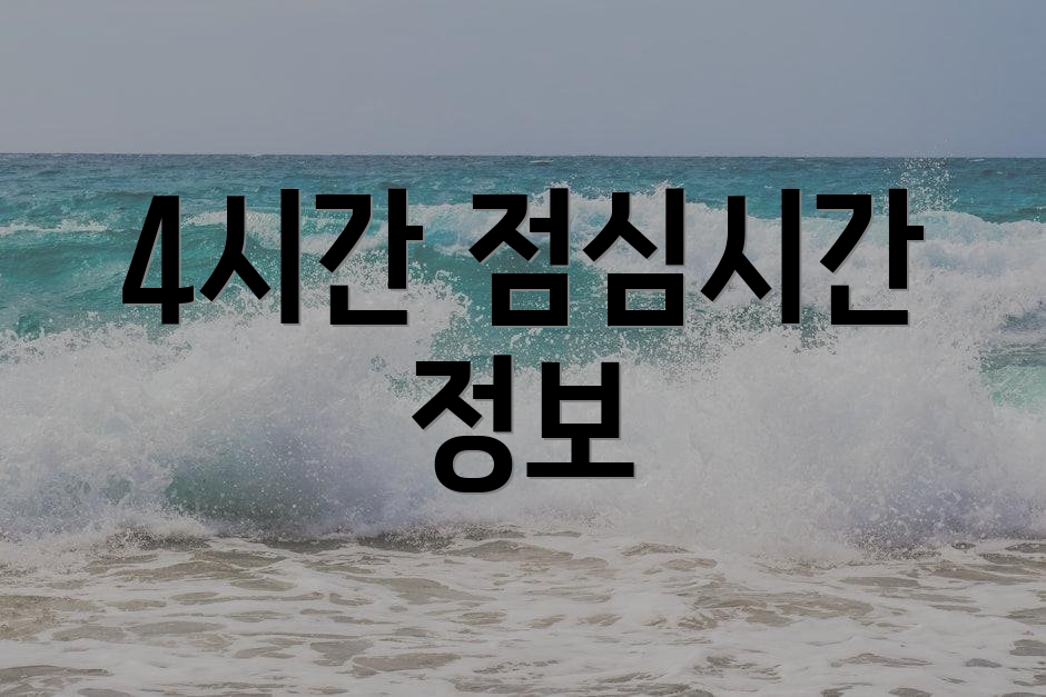 4시간 점심시간 정보